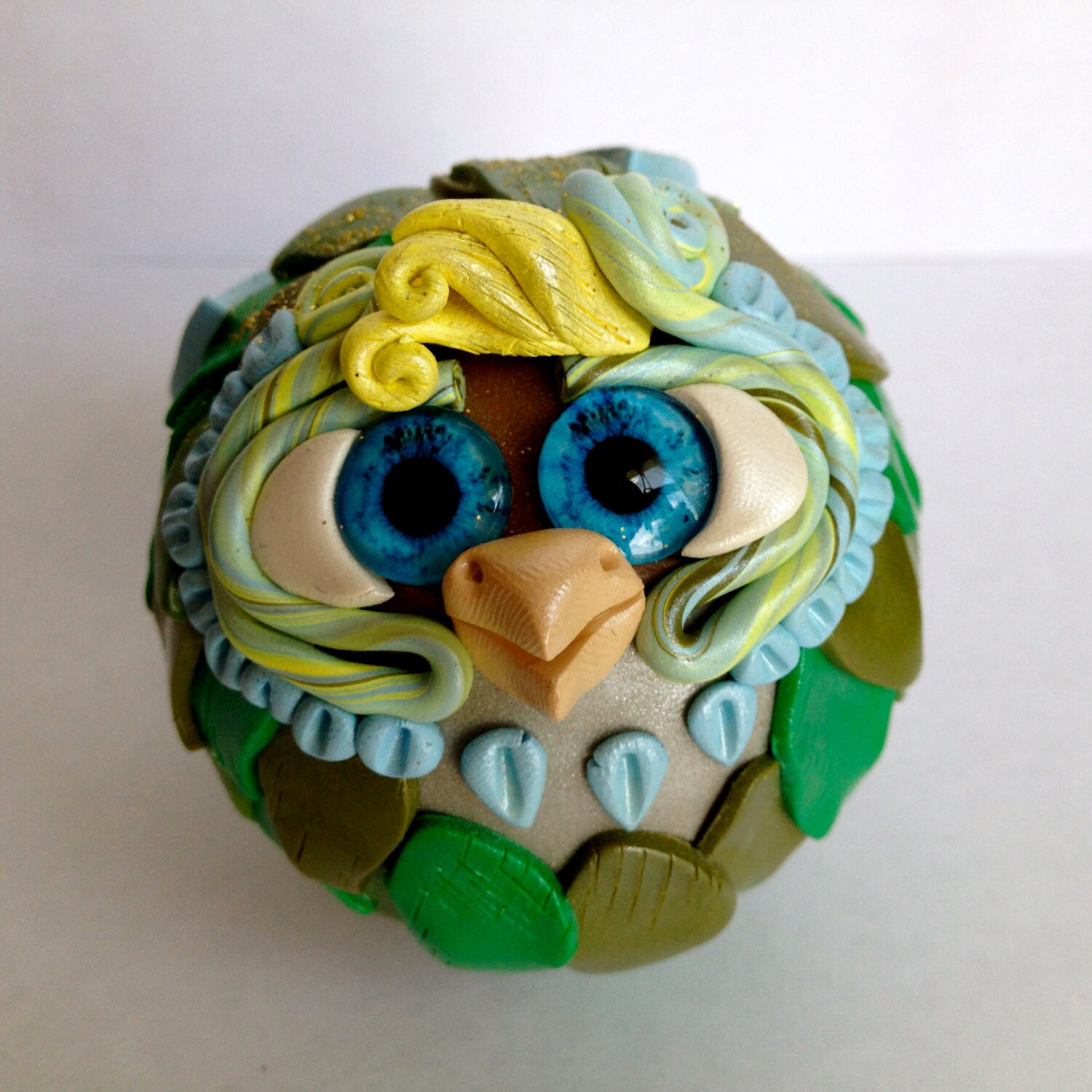 Tink Polymer Clay Owl Sculpture by TheNakedPeacock on Etsy