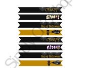 INSTANT DOWNLOAD- Spooky Halloween Printables- Paper Straw Flags, Printables,Die Cuts, tags, Invitations, Cards, Digital Frames Il_170x135