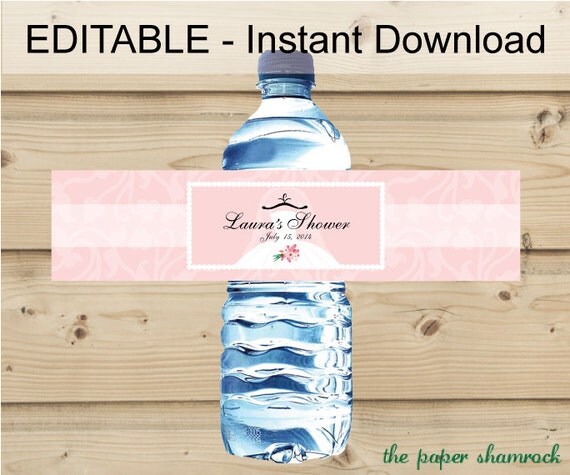 Editable Instant Download - Printable Personalized Bridal Shower Water Bottle Labels, Wedding Shower, Bridal Shower Il_570xn