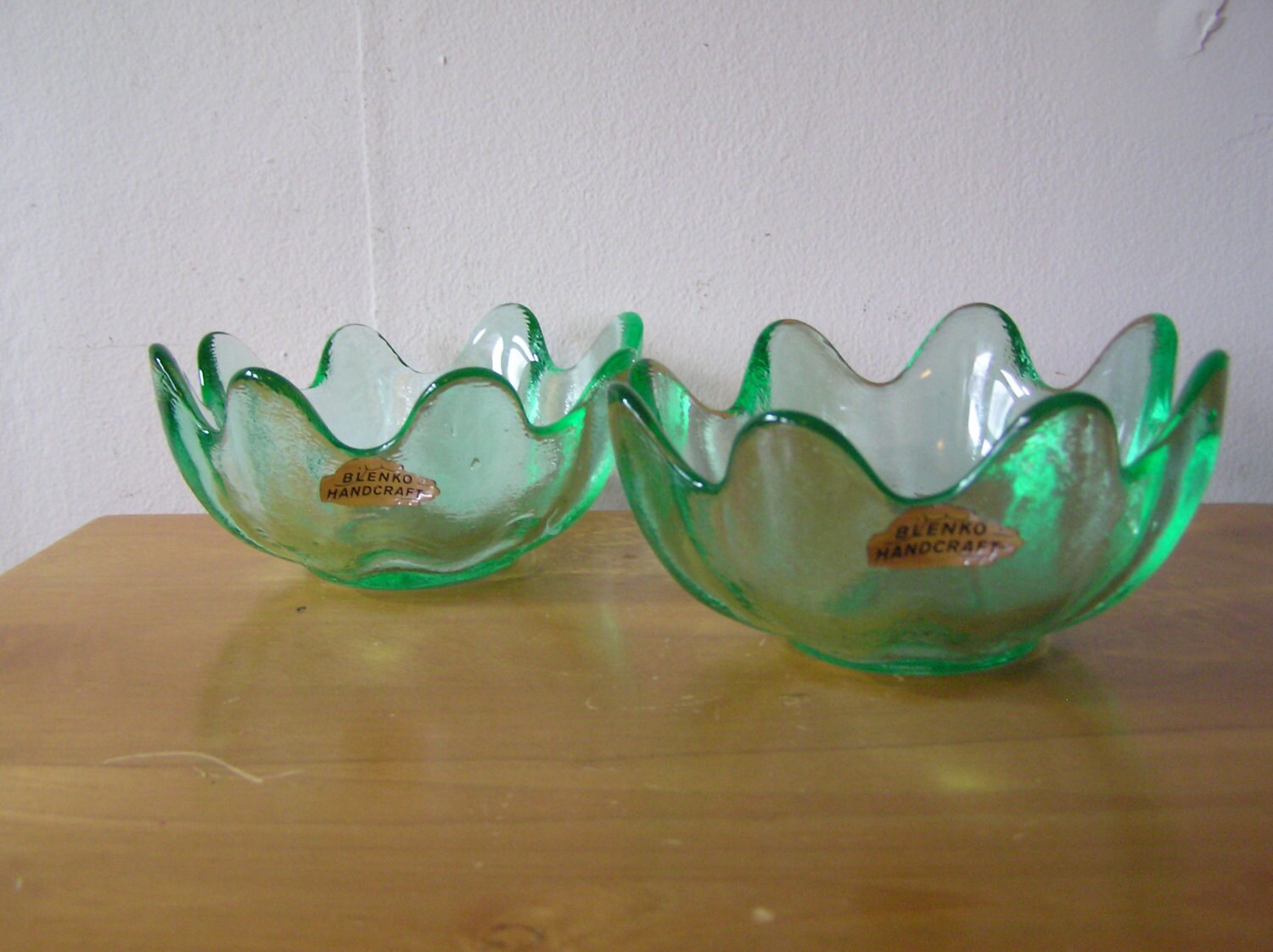 Blenko Green Glass Petal Bowl Floriform Wayne Husted