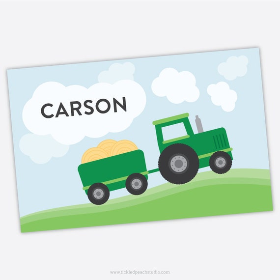 Personalized Placemat for Kids - Tractor Placemat - laminated, double-sided Il_570xn