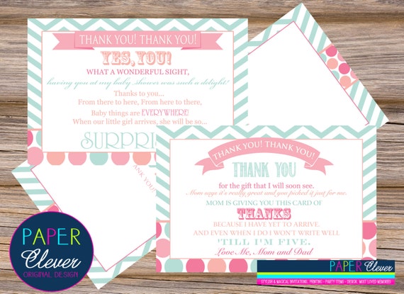 Postcard baby shower thank you - digital, printable #7612 Il_570xn