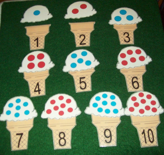Items similar to Ice Cream Cones number matching game Math Center file folder counting 1 10