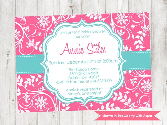 Bridal Shower Invitation - Printable Shower Themed Floral Invite - Colors and Text Customizable Il_570xn