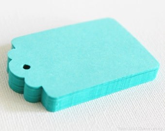 50 Aqua Blue, Robin's Egg Blue, Luxurious Blue Hang Tag, Gift Tag, Price Tag Die cuts punches cardstock 2.25X1.5 inch -Scrapbook, cards