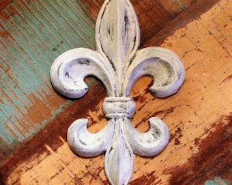 Fleur de lis Wall Decor Rustic Distressed Cast Iron (YOUR COLOR CHOICE)