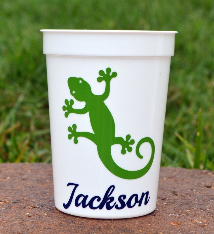 5 adorable Personalized Lizard Paryt Favor Cups by ihaveafavor