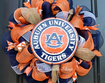 Deco Mesh Auburn Wreath - Auburn Wreath - Collegiate Wreath