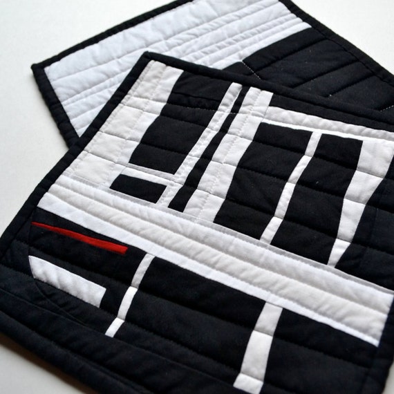 Black & White Pot Holders Modern Potholders Abstract