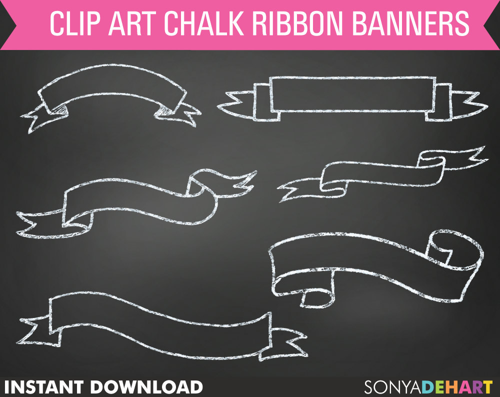 80% OFF SALE Chalk Ribbon Clipart Chalk Clipart Ribbon
