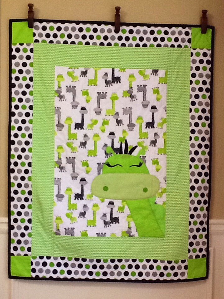 Modern Baby Quilt Applique Quilt GiGi Giraffe by DoodleBugsQuilts