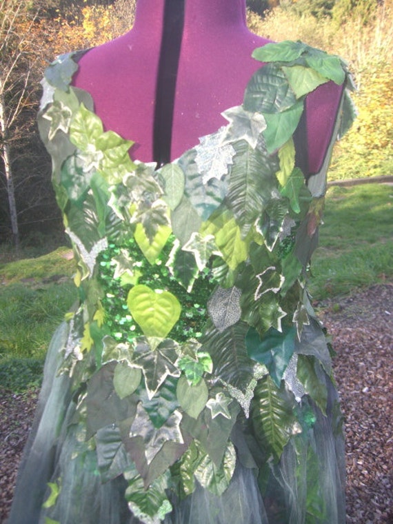 Poison Ivy Leaf Dress Fairy Gown Costume Faerie Couture
