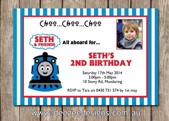Photo Personalised Thomas Themed Birthday Invitations - You Print Il_570xn