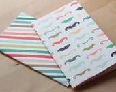 Painted Journals // Mustache Journals // Striped Jotters // Notebooks // Mini Journal // Monthly Calendar // Set of 2 journals