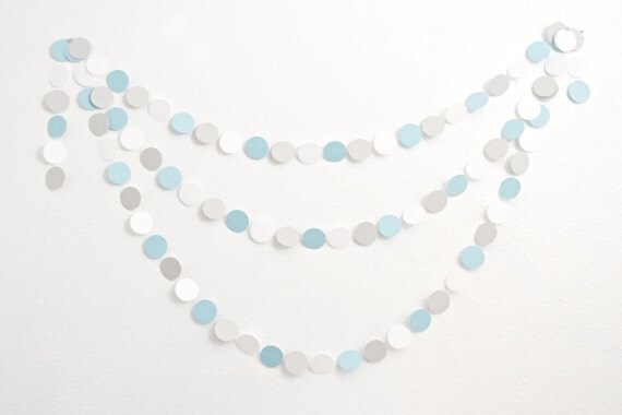 Paper Garland - 14ft - Gray and Blue - Baby Shower Decoration - Birthday Party Garland Il_570xn