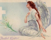 Beautiful UNUSED Vintage Easter Angel Postcard 1900s Excellent Condition