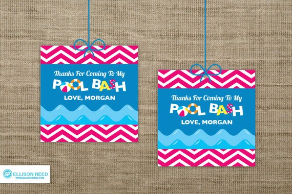 Pool Party Birthday - Pool Party Favor Tags - Pool Party Printable - Swim Party Printable - Chevron Birthday - Beach Birthday Party Il_570xn