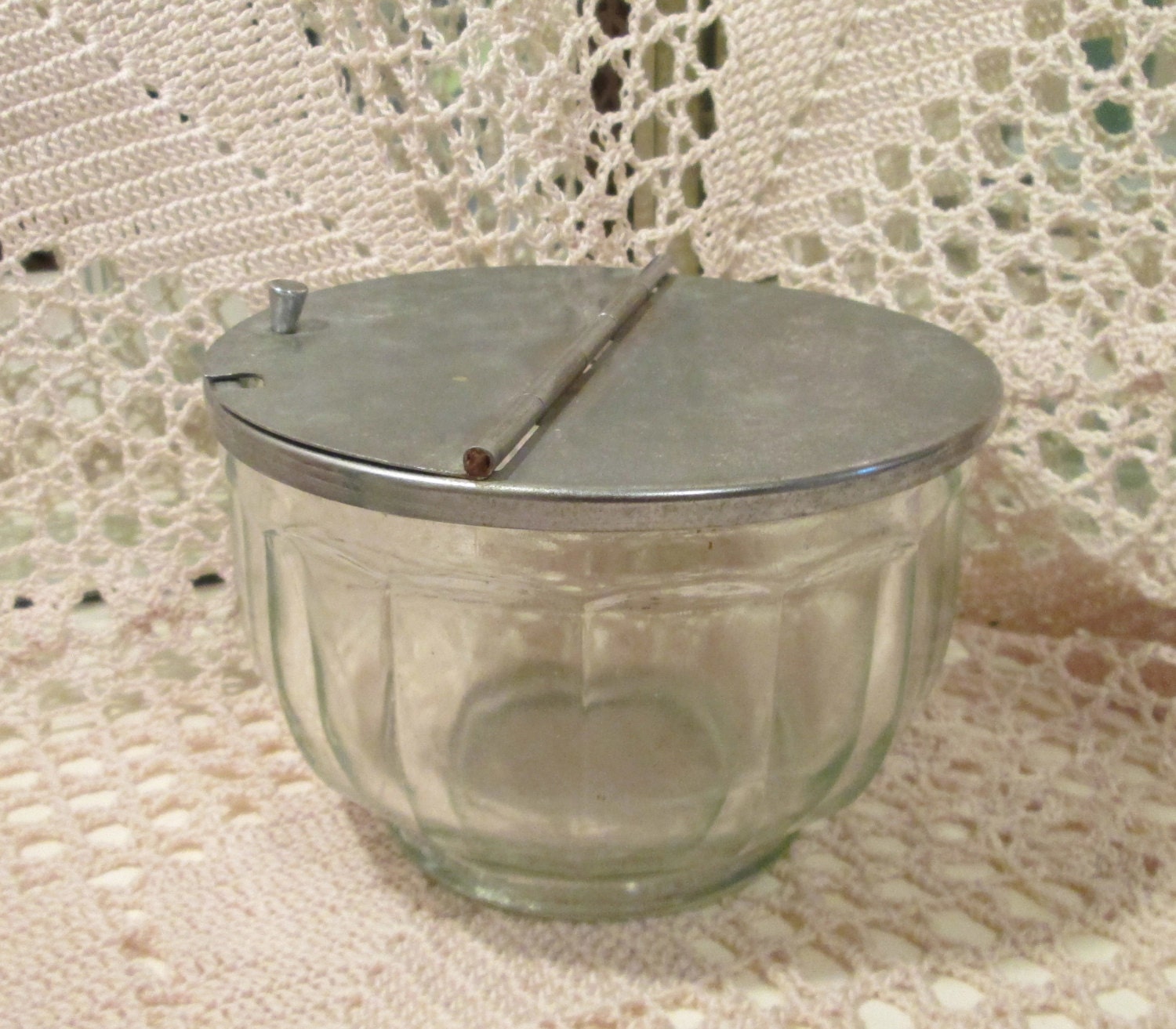 Vintage Medco Glass Restaurant Ware Flip Top Sugar Bowl
