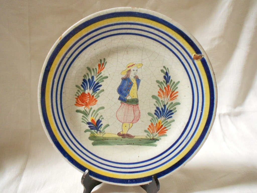 Quimper Pottery Plate French Antique Beatrix by MonsieurBrocanteur