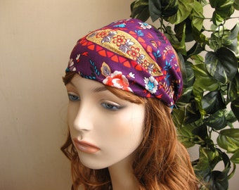 Wide Paisley Floral Bandana Hair Boho Head Wrap Dreadband Women's Headband Hippie Headband Wide Bandana Hair Accessory Womens Gift for Her