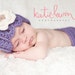 Newborn girl hat crochet purple beanie cloche hat with cream flower and diaper cover set photography photo prop