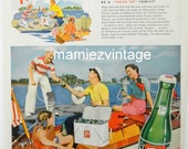 Vintage  7 UP/ Vintage Boat/ Lake House Decor/ Magazine Advertisment /Summer Fun