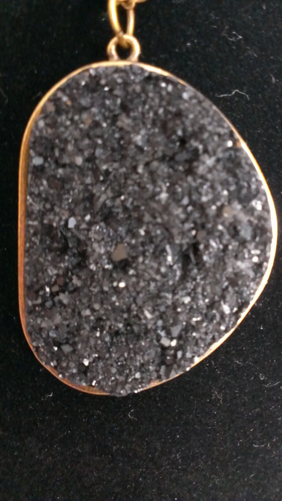 Items similar to Black Rough Cut Sparkle Rock Necklace, Glitter Stone
