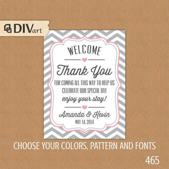 Welcome Bag Tag, Wedding Favor Tags, Hang Tags, Thank You Tags ...