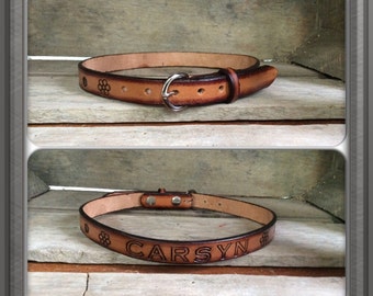 Genuine Leather Kids belt with jumping deer from infants to