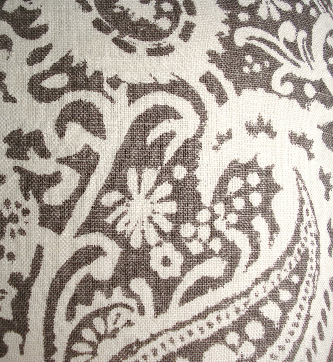 Paisley pillow cover. Brown and cream paisley linen by drkdesigns