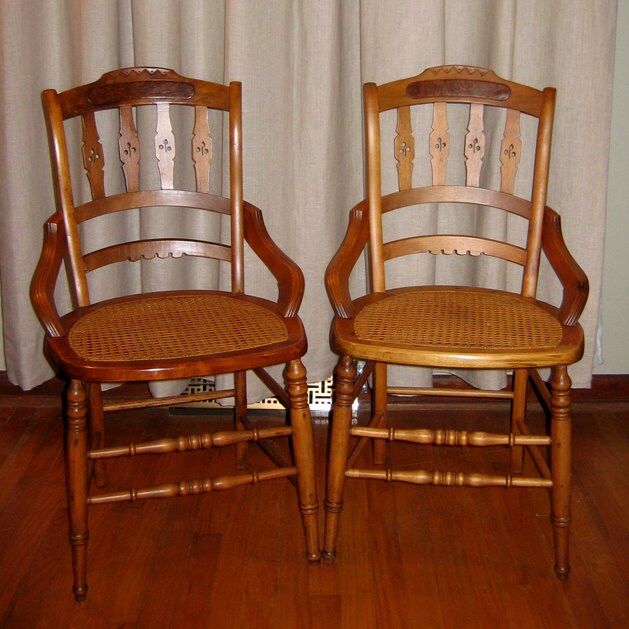 Rare Pair Of Antique Eastlake Side Chairs With Caned Seats And Fine ...