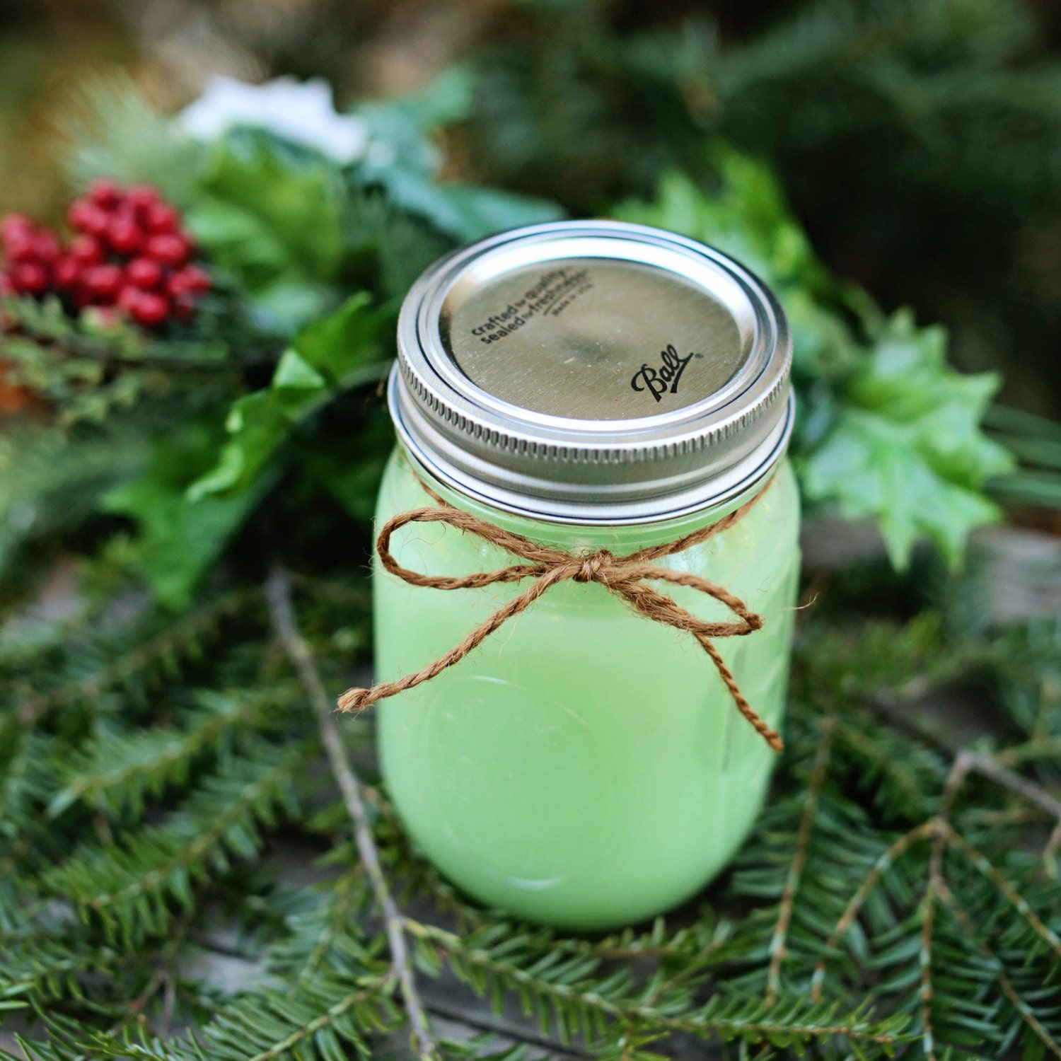 Pine Scented Candle in Mason Jar