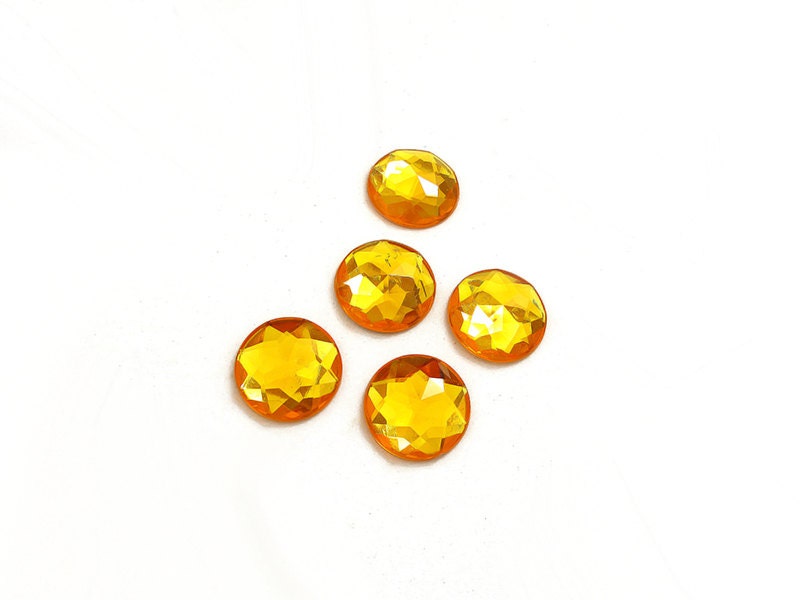 20mm Bright Yellow Round Rhinestones, Yellow Acrylic Flat Back ...