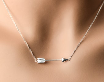 All Sterling Silver Arrow Necklace, Dainty Necklace Jewelry Minimalist Sterling