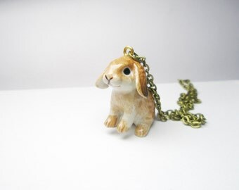 Brown Bunny Necklace - black Rabbit Charm -sterling bunny -gold rabbit with Free gift