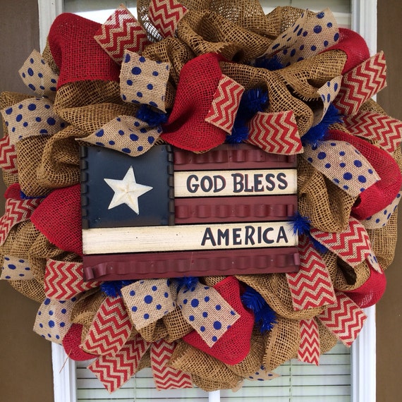 Burlap 4th of July Patriotic Wreath