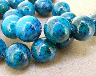 Charm Large Round Azurite Chrysocolla Jasper Gemstone Beads--- 18mm ----about 22Pieces----15.5" in length