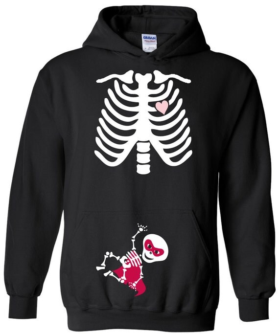 Items similar to Halloween Maternity Skeleton Hoodie, Halloween Costume