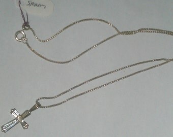 Vintage Sterling Silver Necklace with Cross Pendant
