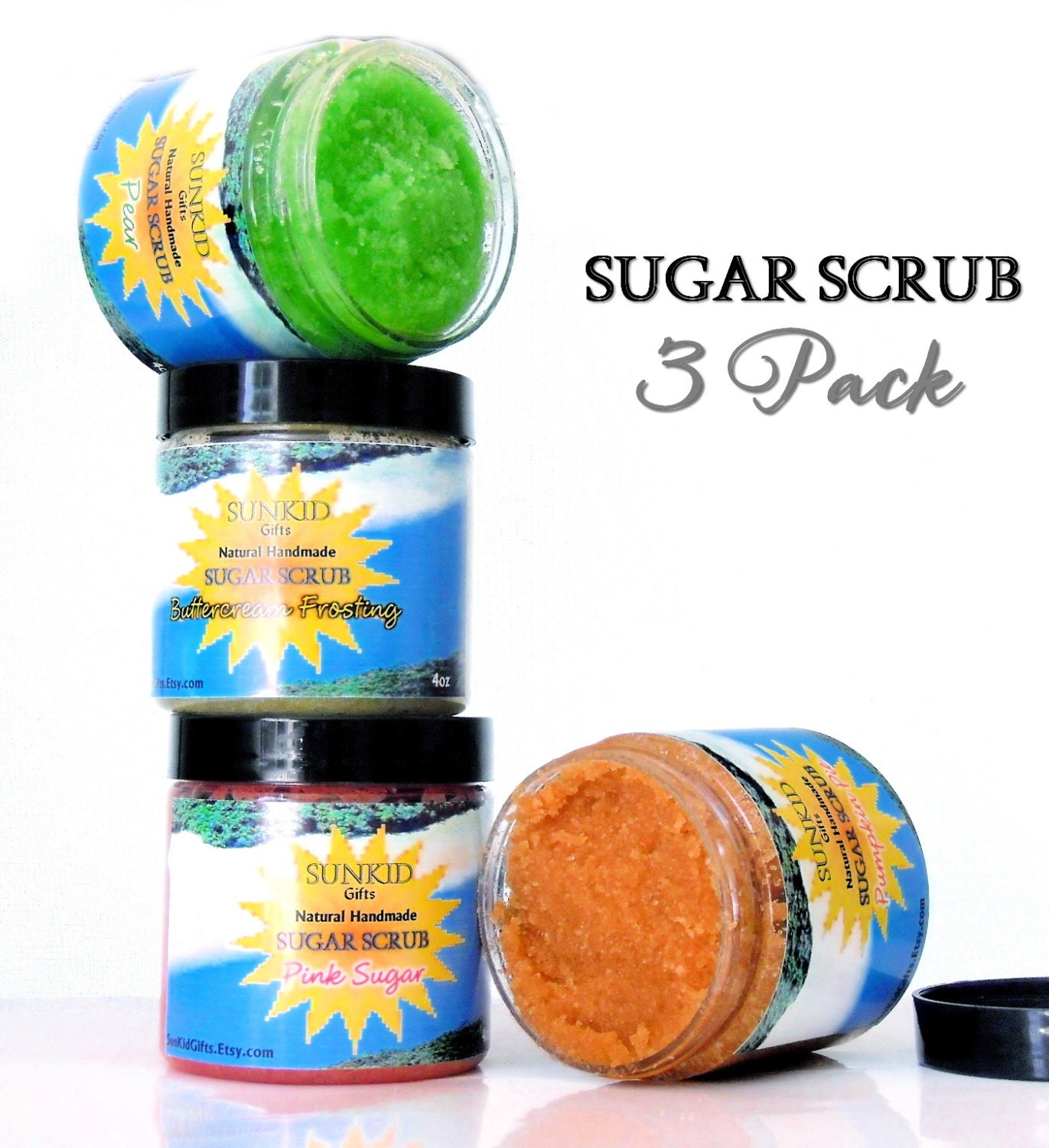 Sugar Scrub Sale Three 4oz Jars Exfoliating by