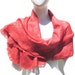 Coral Silk Wrap Ruffle Shawl Nuno Felted