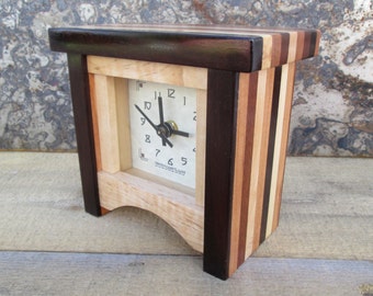  , Scrap Wood Clock, Butcher Block Clock, Wood Clock, Craftsman Clock