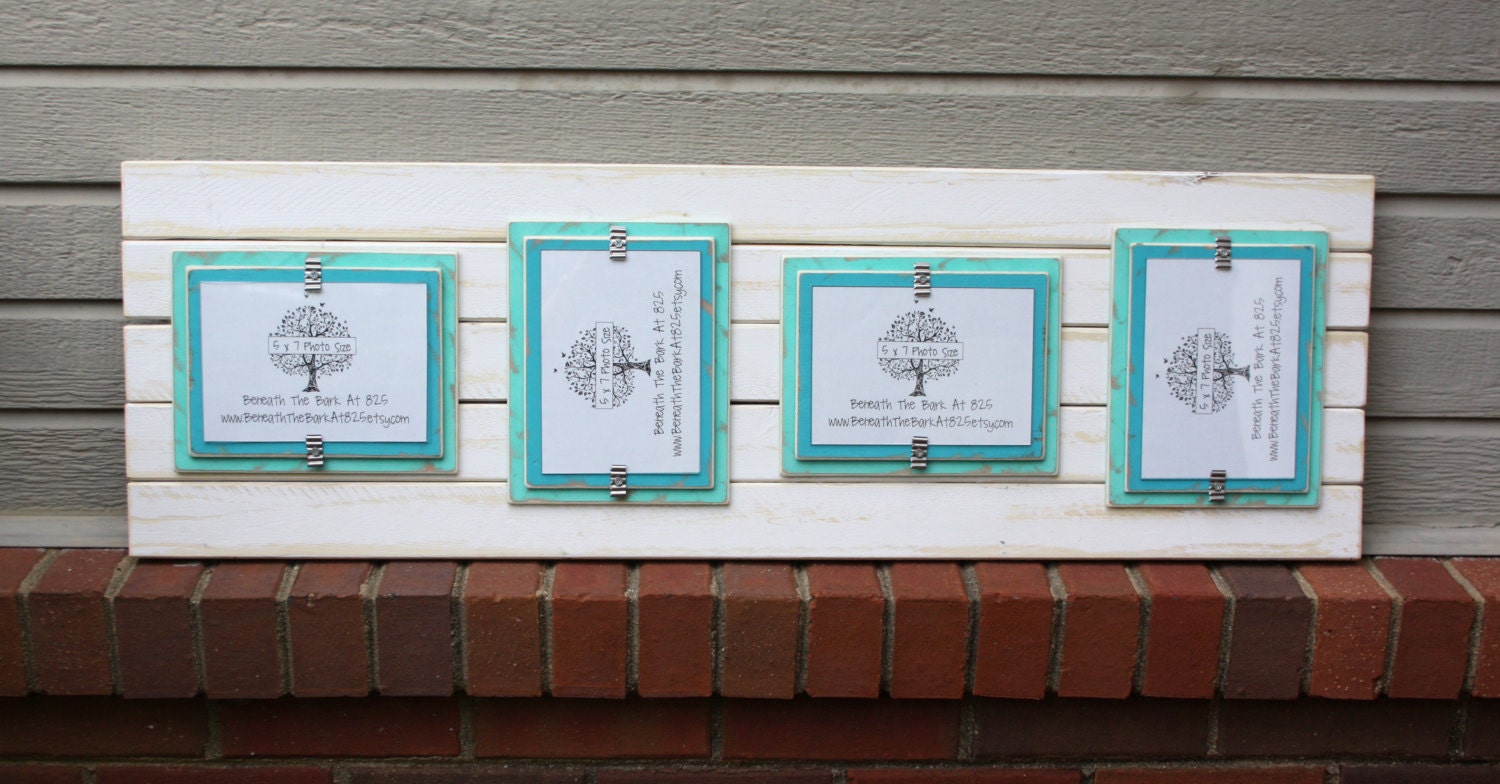 Picture Frame Distressed Wood Holds 4 5x7 Photos