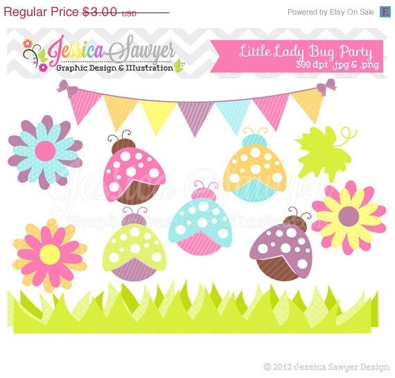 50% OFF - INSTANT DOWNLOAD, lady bug clip art - spring clip art - summer clipart - commercial use - card making - invitation clipart Il_570xn