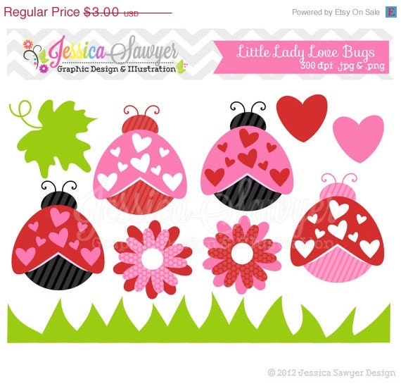 50% OFF - INSTANT DOWNLOAD, Valentines day clipart, love bug clip art, for commercial use, personal use, scrapbooking, valentines cards Il_570xn