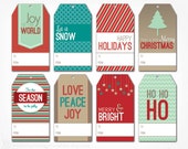 Printable Christmas Gift Tag Set - PRINTABLY DIY Digital File - Instant Download Holiday Tag - Merry Christmas Happy Holidays Il_170x135
