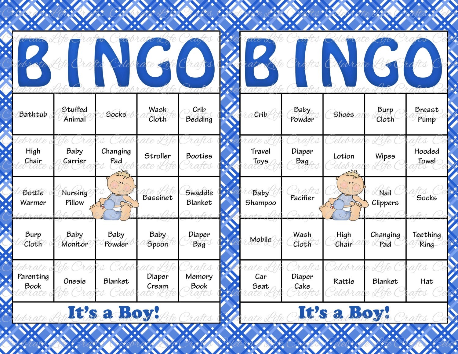 60 Baby Shower Bingo Cards Printable Party By CelebrateLifeCrafts