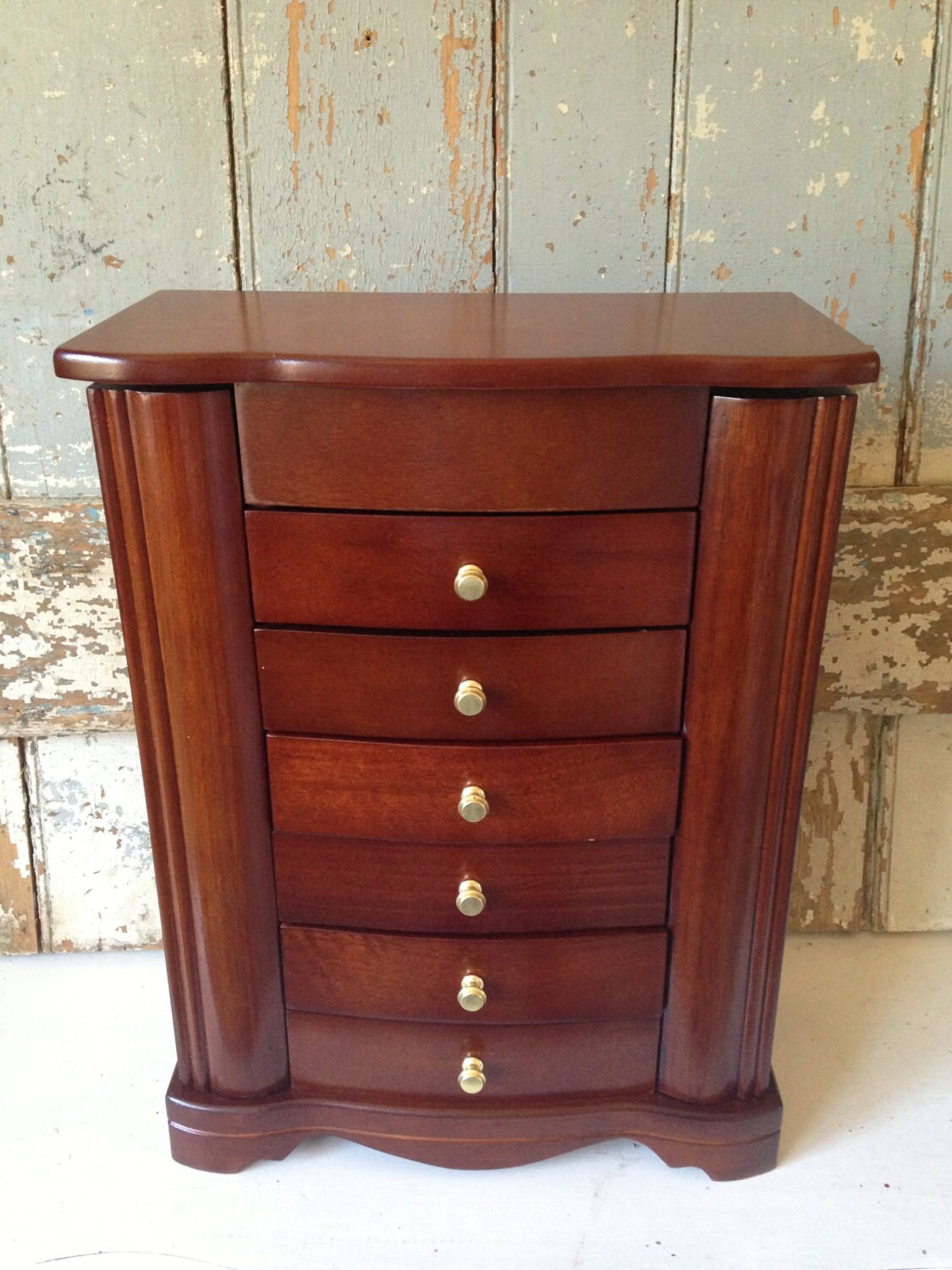 Tall Jewelry Box Dark Wood by TheVintageBeach on Etsy