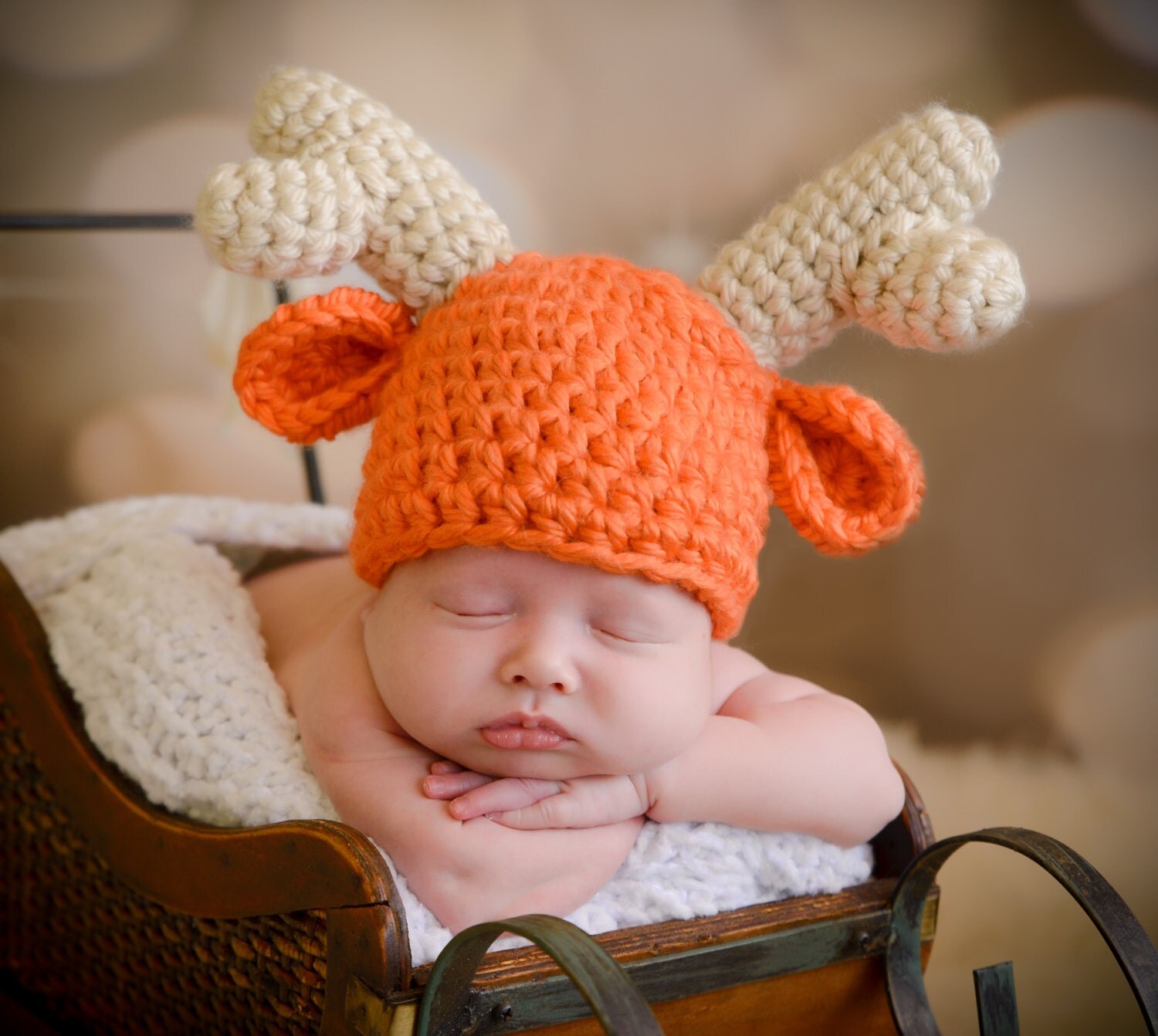 Hunting Reindeer Baby Hat Newborn Photo Prop Deer Baby Hat