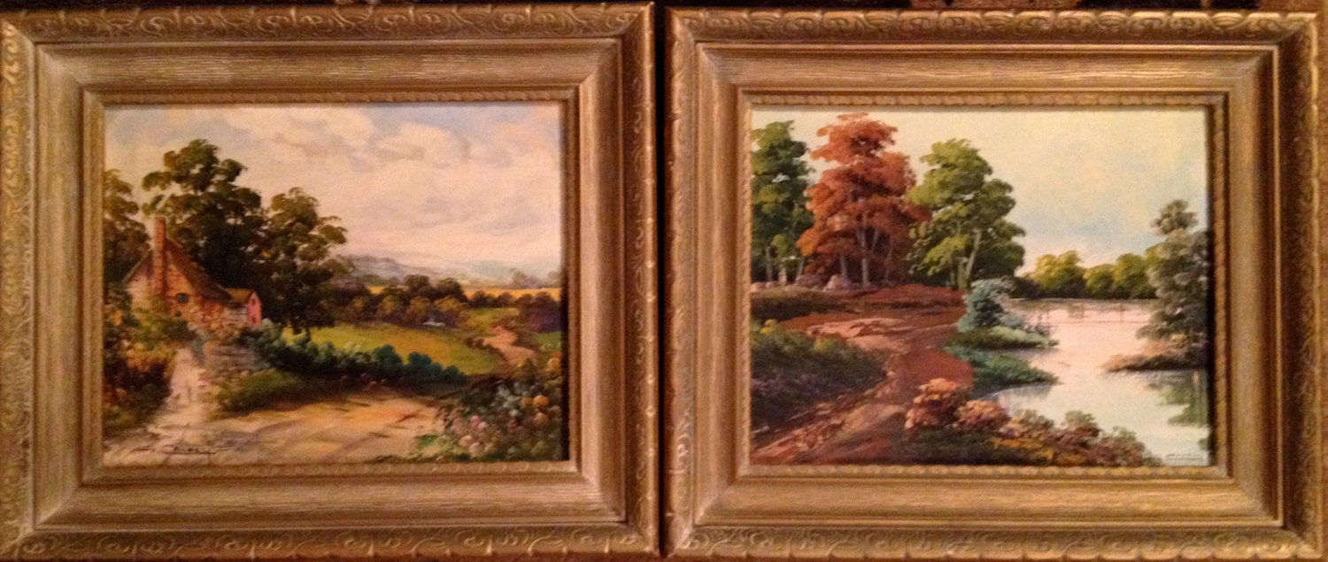 J Collazzi Original OIl paintings pair of oil landscape and